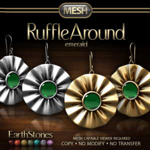 Ruffle Around Earrings - Emerald