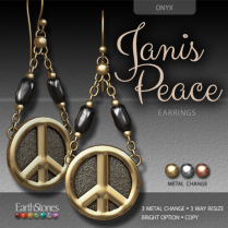 EarthStones Janis Peace Earrings - Onyx